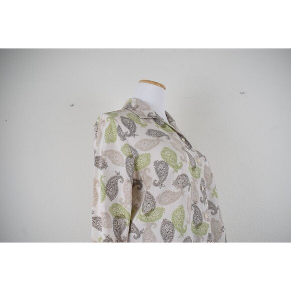 Vintage 90s Polyester Paisley Blouse |size 14P - Picture 6 of 8